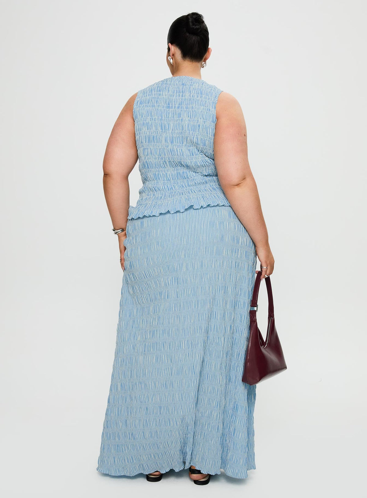 Women's Songbird Shirred Maxi Dress Blue Curve — Dress