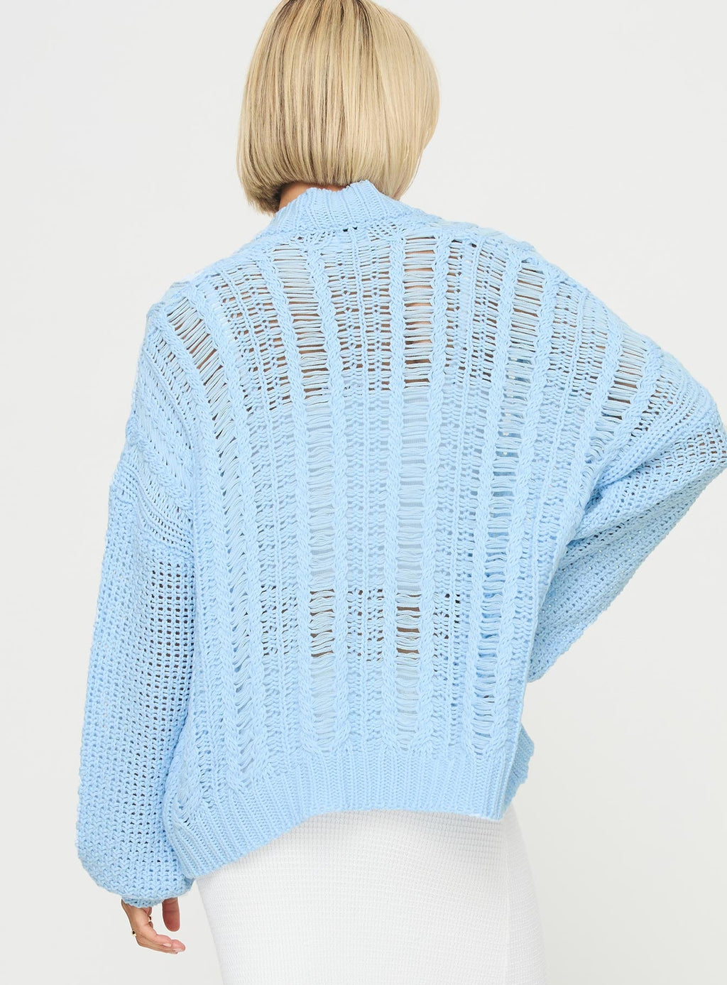 Women's Abner Cable Cardigan Blue — Sweater