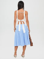 Women's Raelan Tiered Midi Skirt Blue Stripe