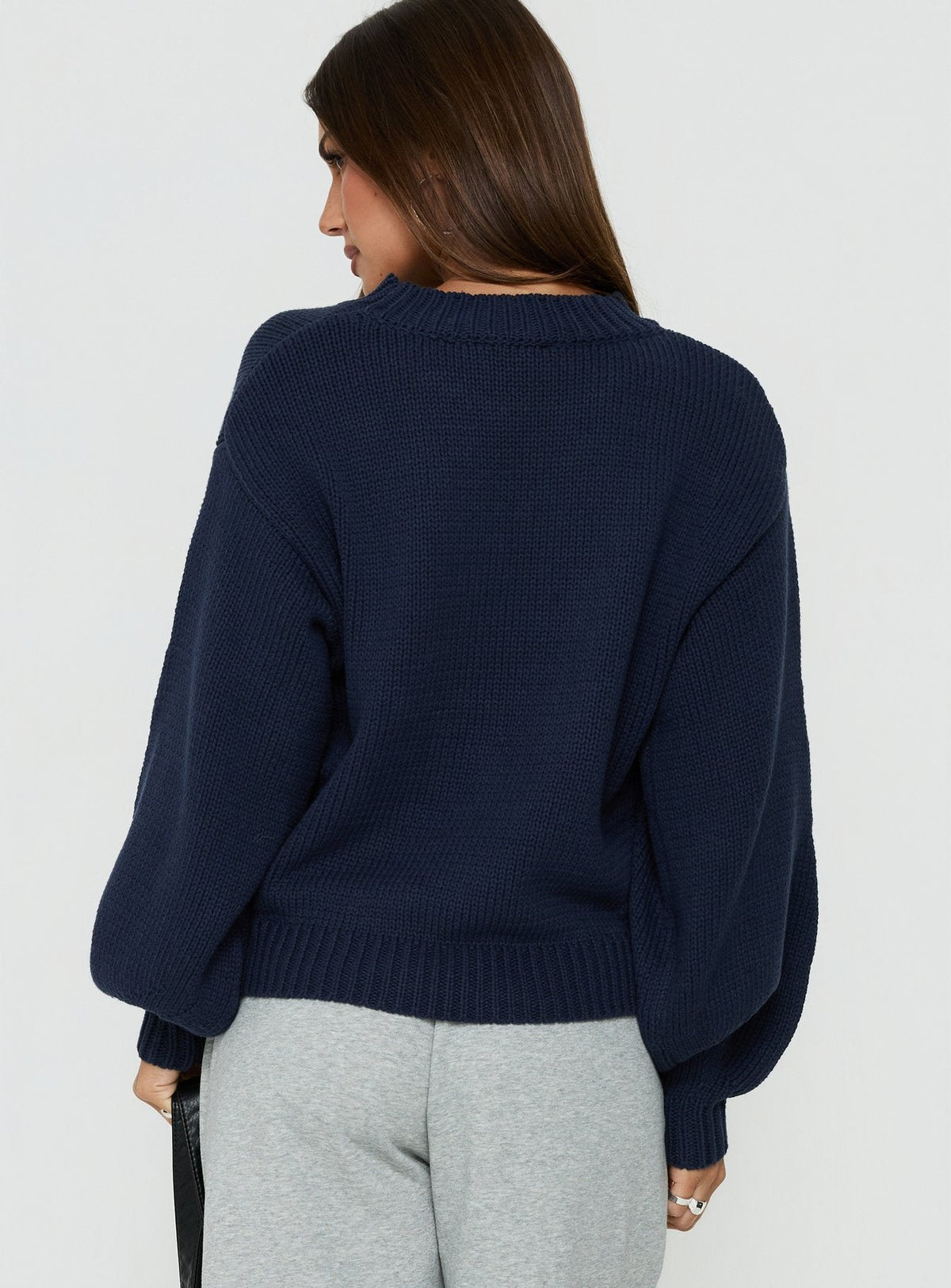 Women's Harmony Balloon Sleeve Knit Sweater Navy