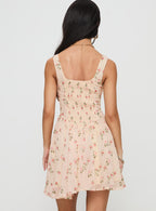 Women's Straplie Mini Dress Cream Floral — Dress