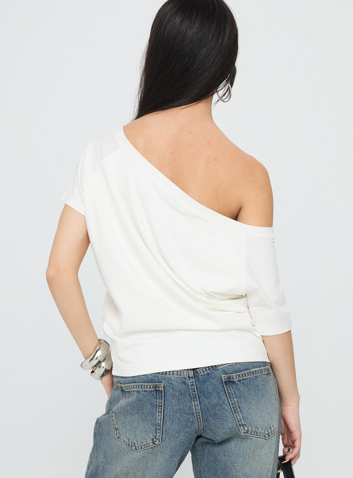 Women's Icon Baby Off Shoulder Top White