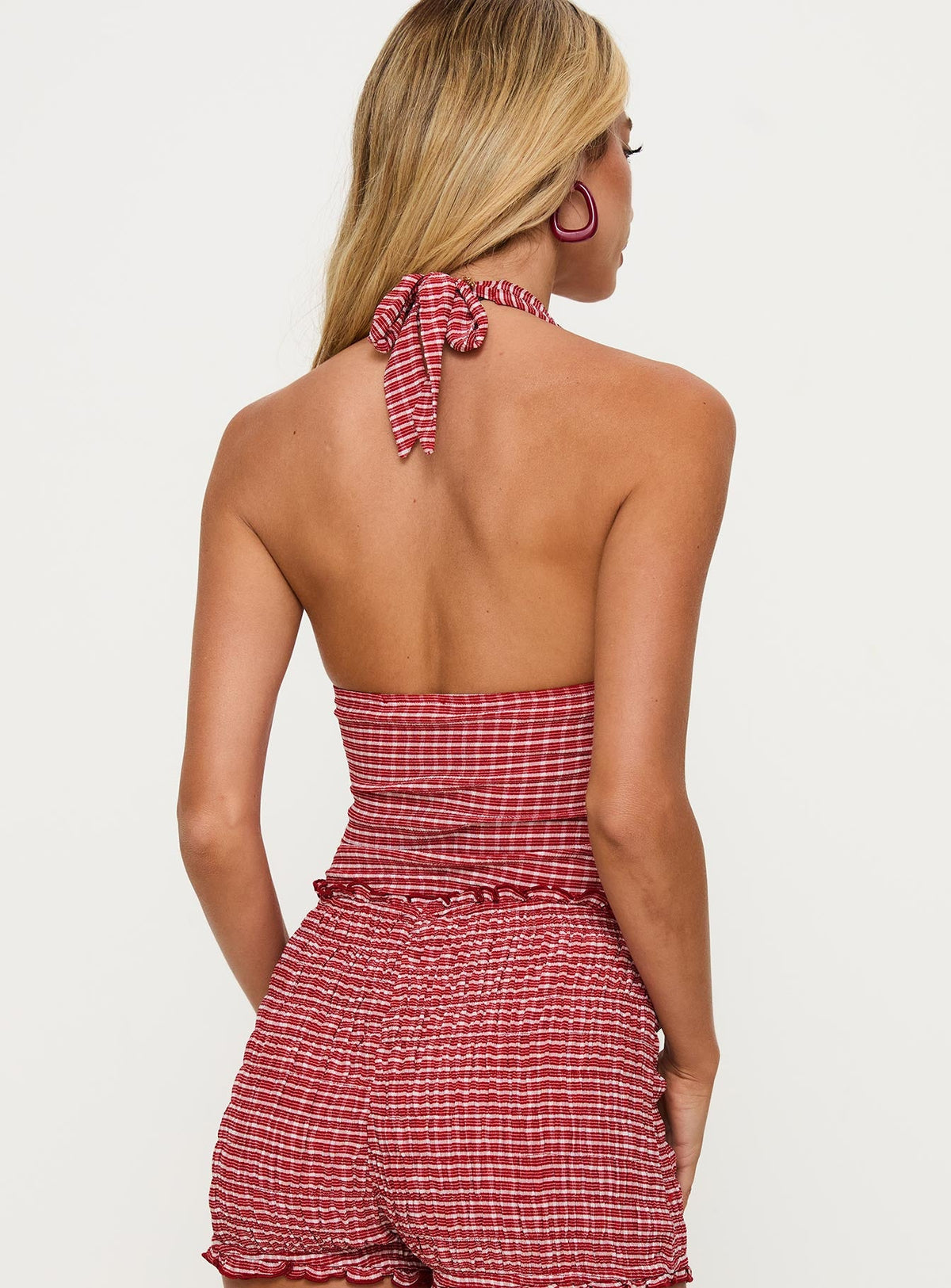 Women's Whimsy Halter Top Red Gingham — Matching Set