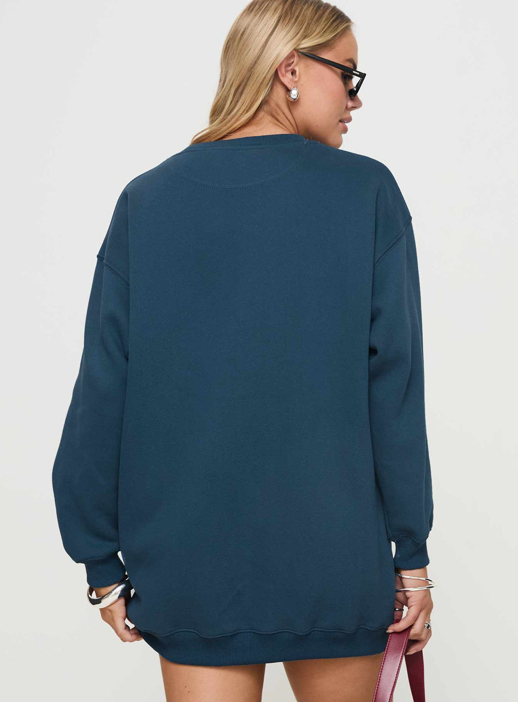 Women's New York Minute Mini Sweatshirt Dress Navy — Dress