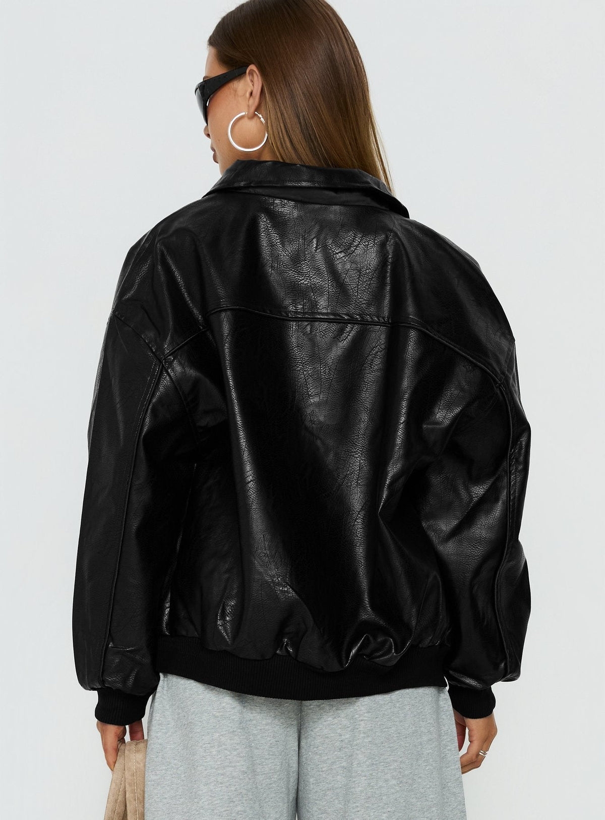 Women's Goldsmith Faux Leather Bomber Jacket Black