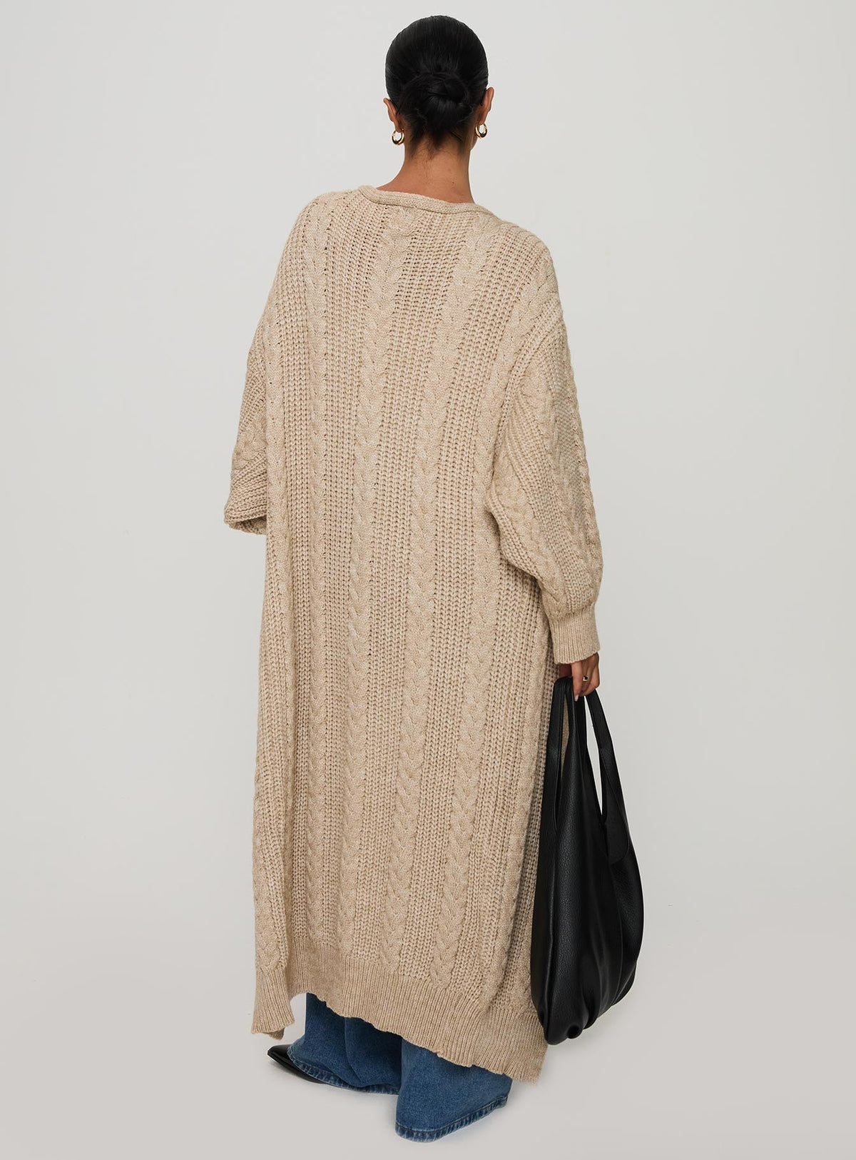 Women's Orkid Cable Knit Cardigan Beige — Sweater