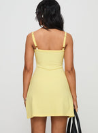 Women's Baseline Rib Mini Dress Yellow — Dress