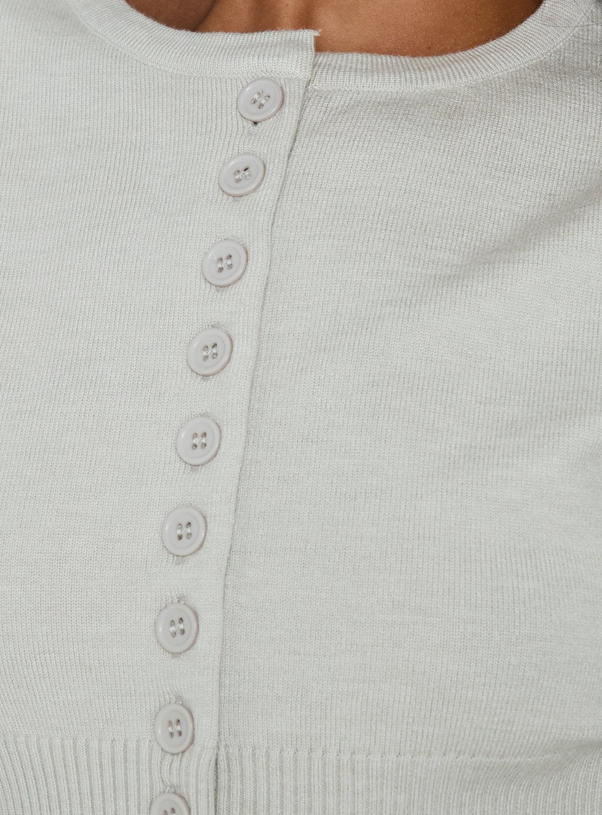 Women's Emerina Cinched Button Down Cardigan Grey — Sweater