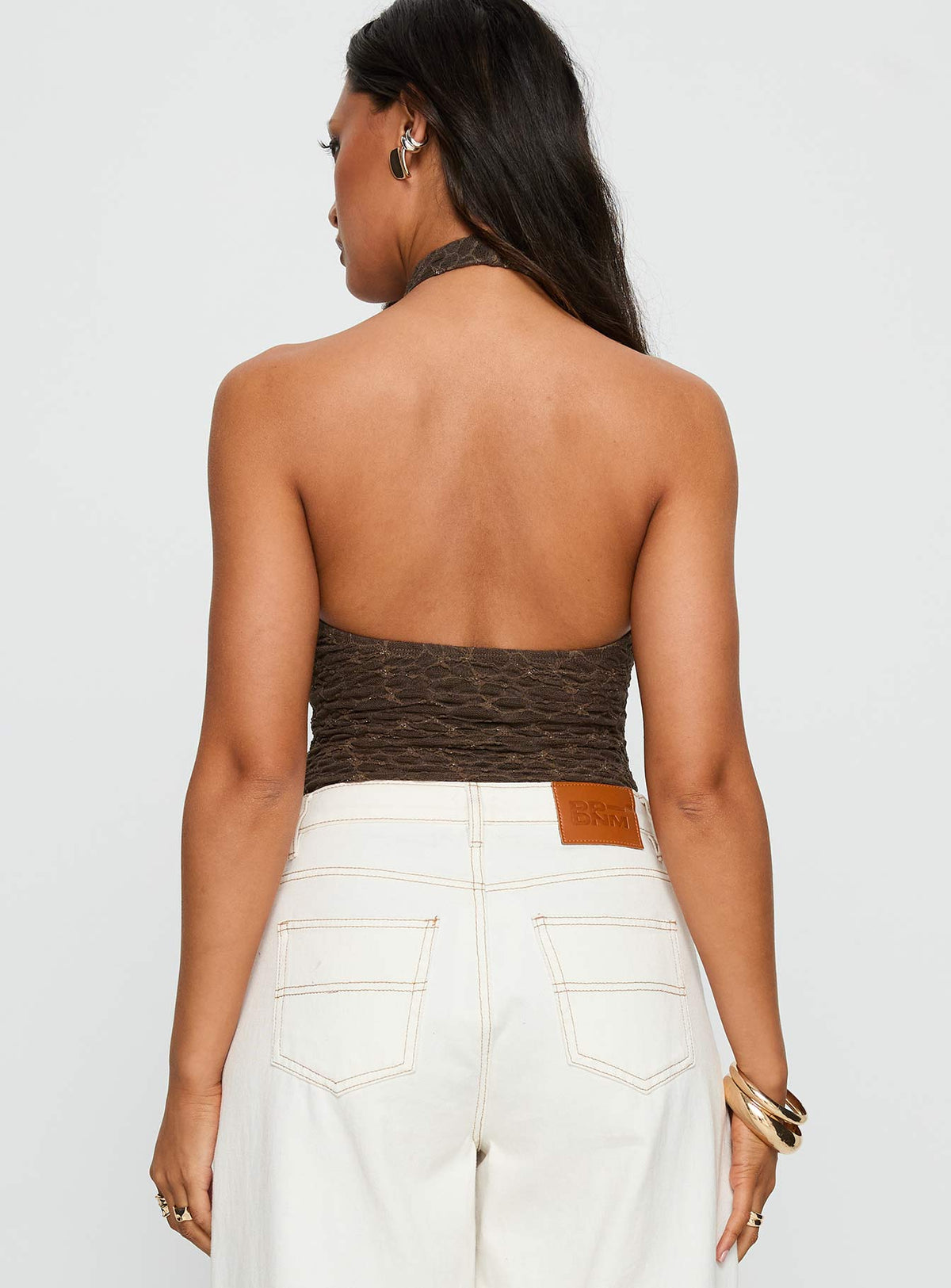 Women's Libbey Hardware Detail Textured Bodysuit Brown