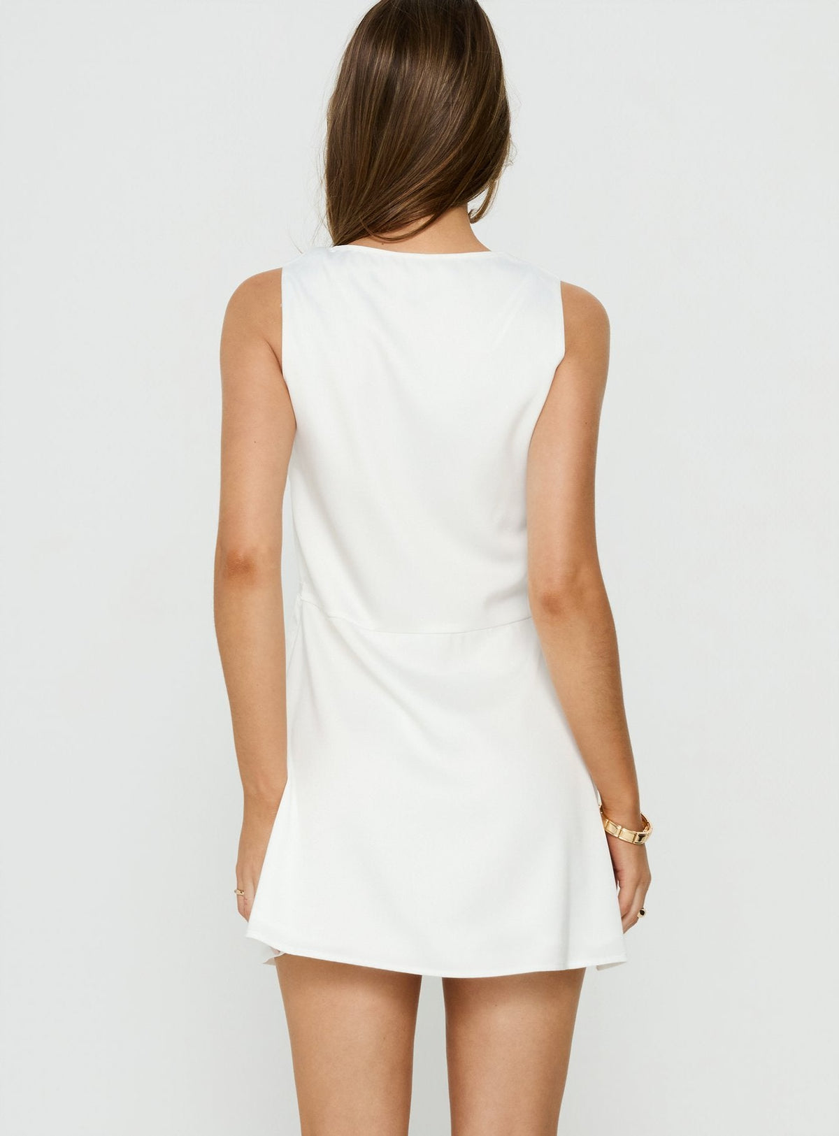 Women's Holii Plunge Neck Embellished Mini Dress White — Dress