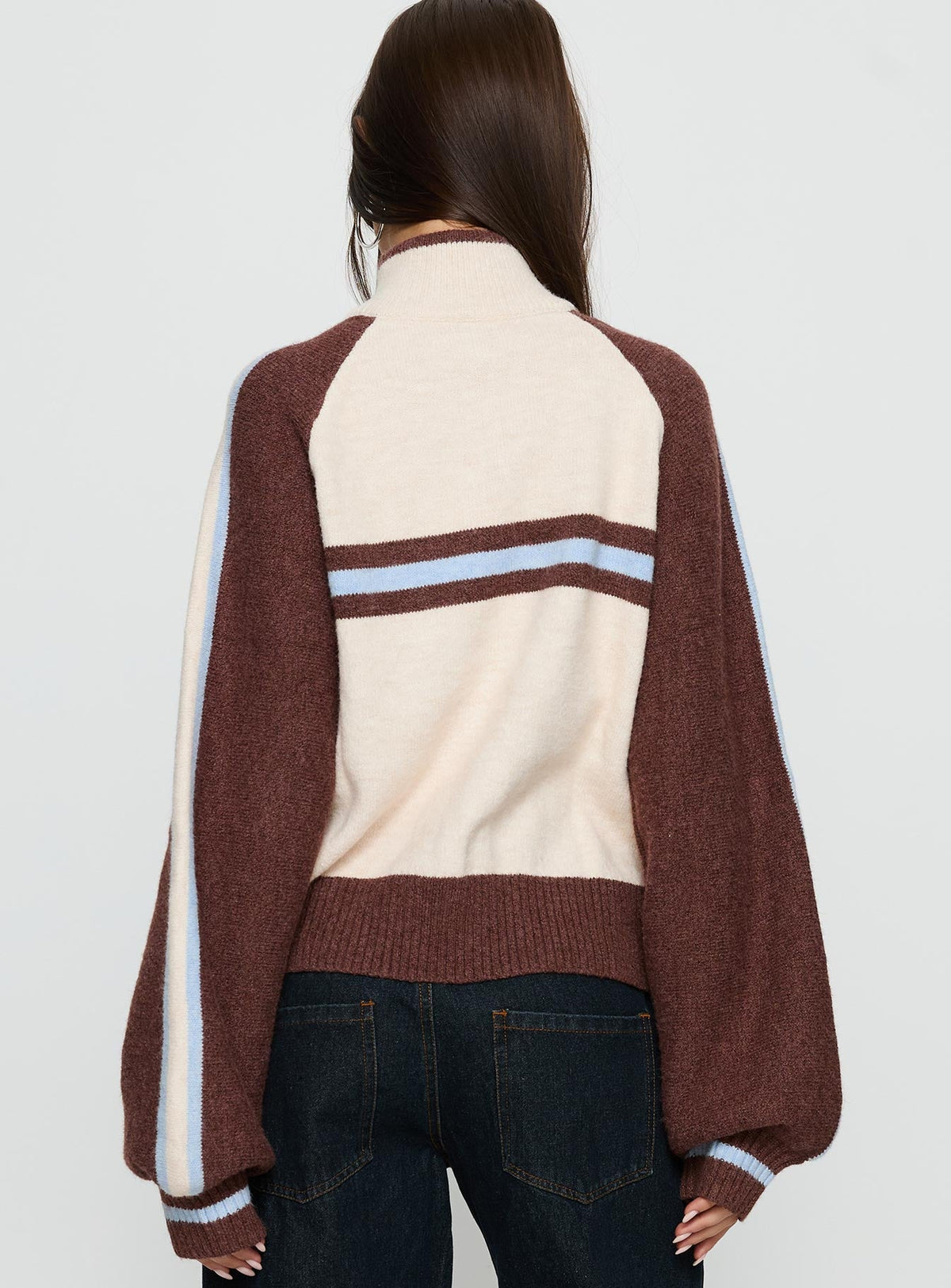 Women's Lexanne Zip Through Knit Jumper Cream Multi — Sweater
