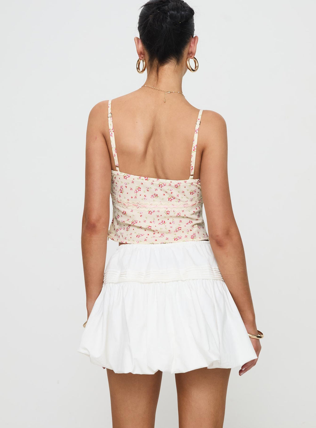 Women's Dear London Bubble Hem Mini Skirt White