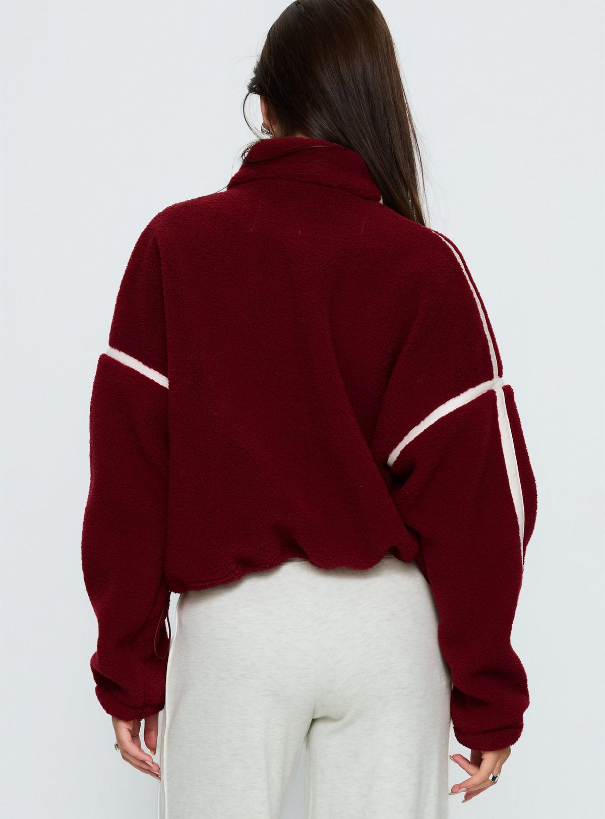 Women's Sammee Polar Fleece Contrast Zip Through Jacket Red — Sweater