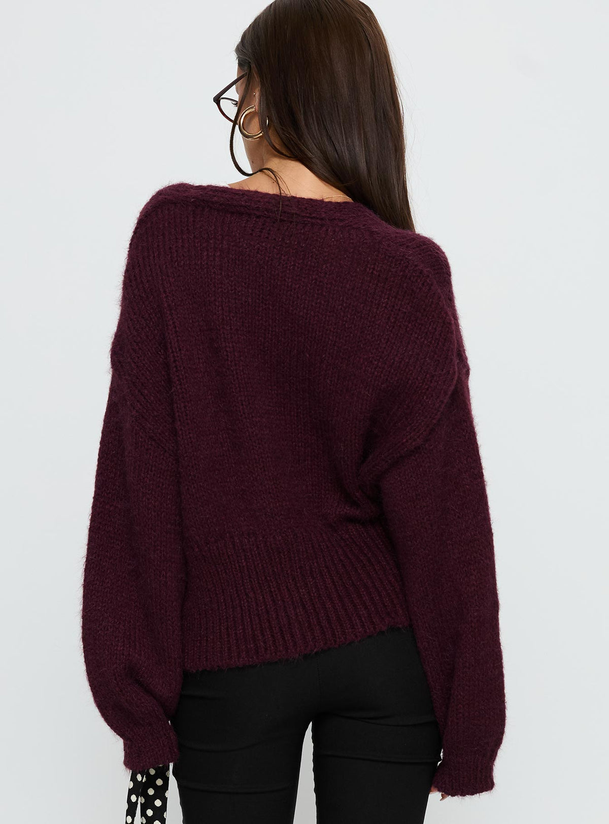 Women's Yasmyn Knit Cardigan Burgundy — Sweater