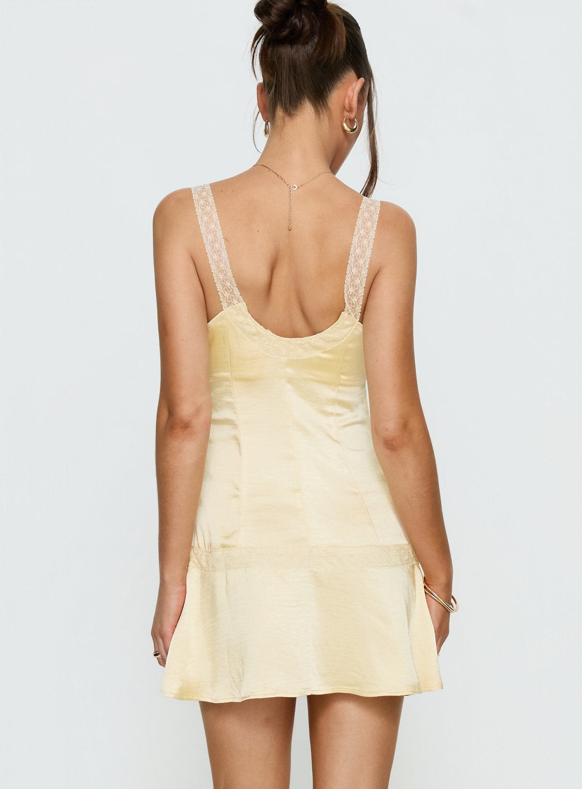 Women's Sybelle Lace Drop Waist Mini Dress Yellow — Dress