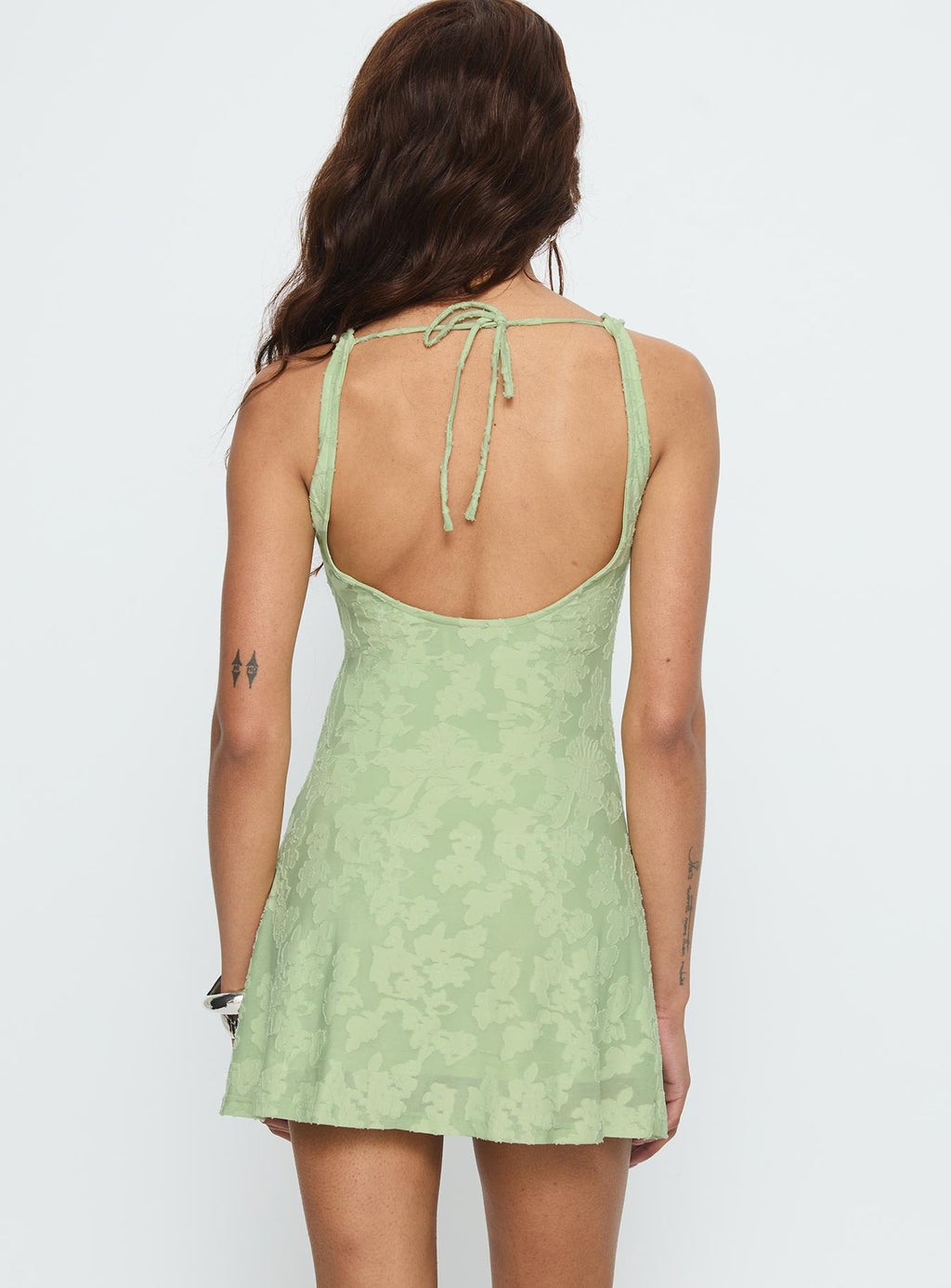 Women's Charming Life Boat Neck Mini Dress Green Floral — Dress