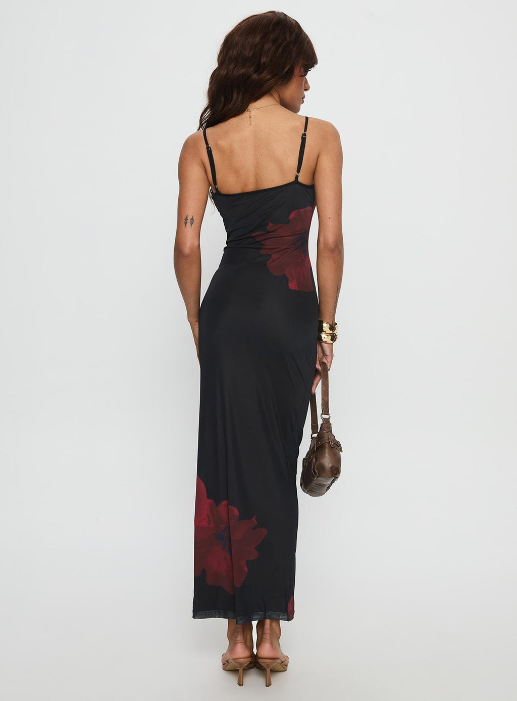 Women's Lucky to Love Maxi Dress Black / Red Floral — Dress