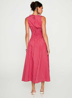 Women's Lilienne Cotton Poplin Maxi Dress Red Stripe — Dress