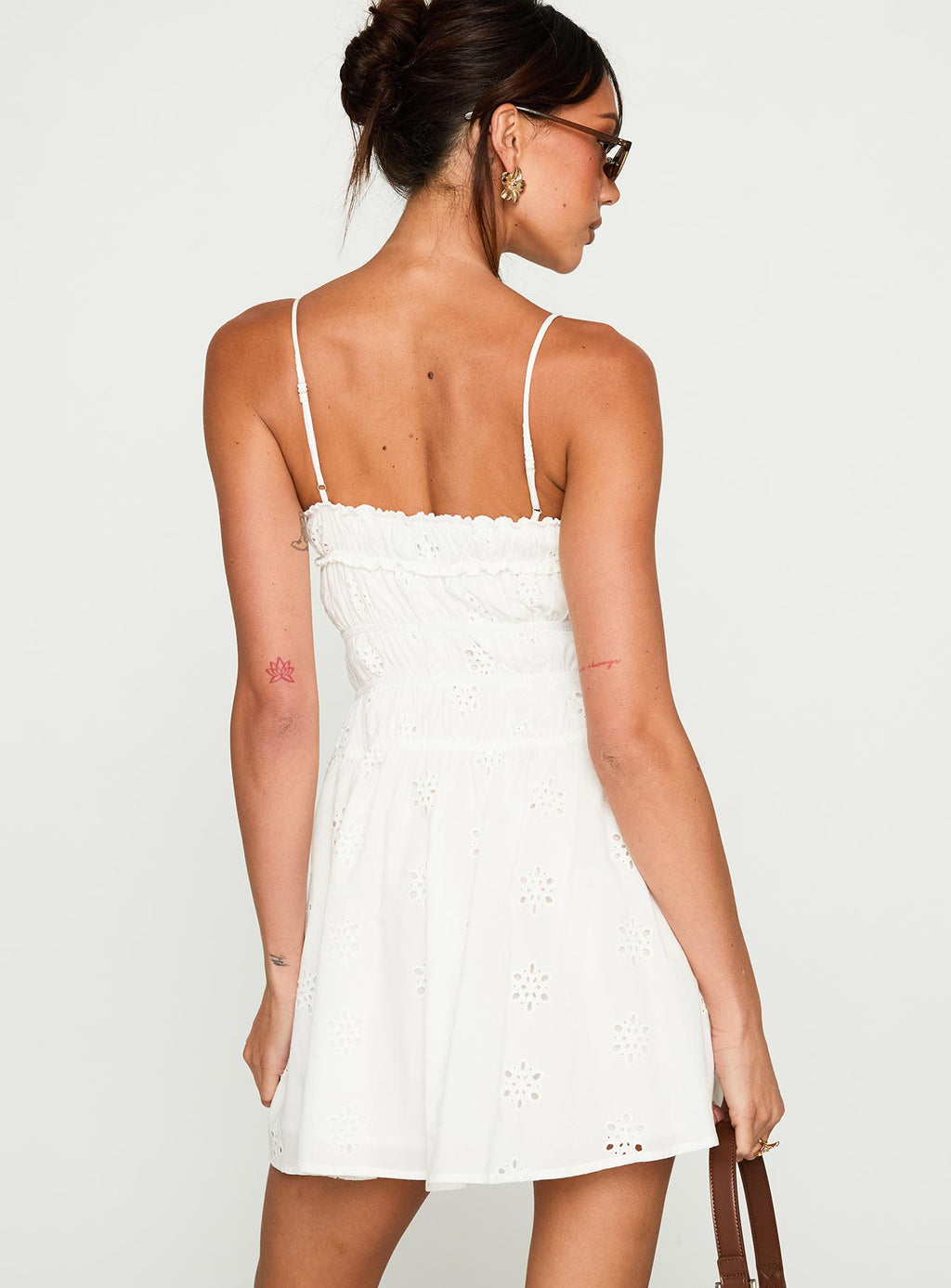 Women's Wish Me Luck Shirred Mini Dress White — Dress