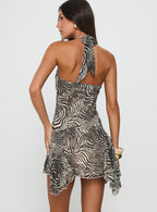 Women's Valorie Halter Mini Dress Zebra — Dress