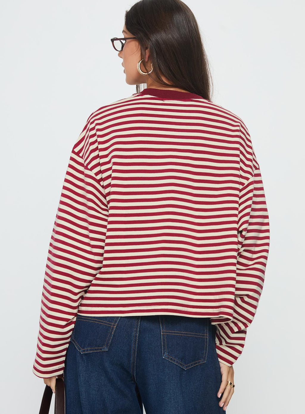 Women's Bloom Long Sleeve Top Wine Stripe
