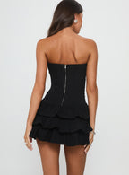 Women's Valentia Tiered Mini Dress Black — Dress