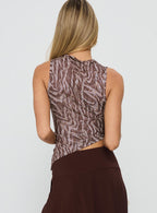 Women's Sunburn Asymmetrical Top Brown Zebra
