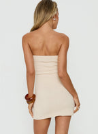 Women's Antonie Strapless Textured Mini Dress Cream — Dress