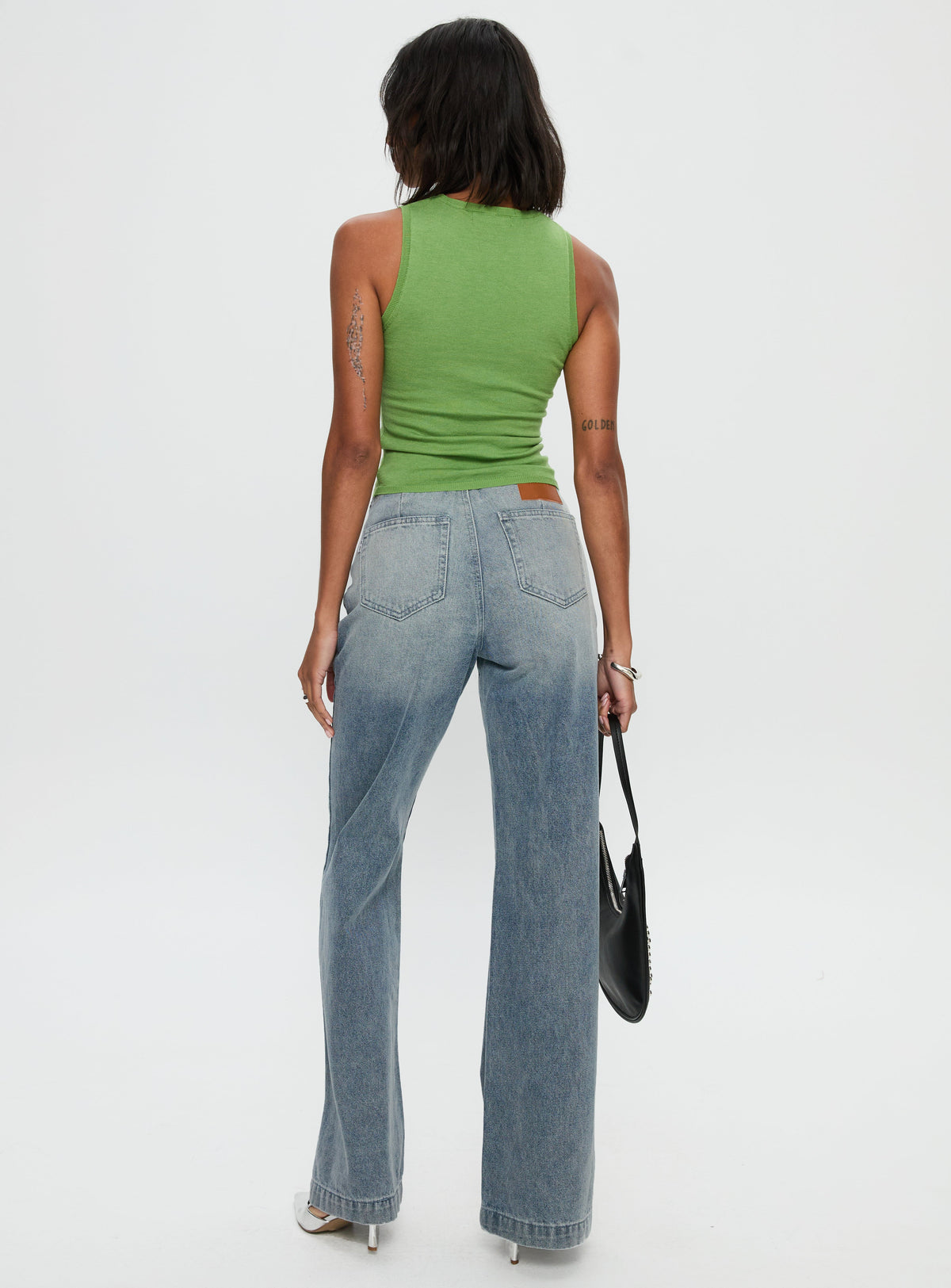 Women's Slow Ride Mid Rise Bootleg Belted Jeans Light Blue