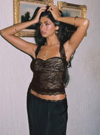 Women's Fantasize Lace Halter Top Black
