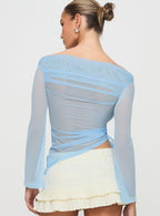 Women's Telescopic Off Shoulder Top Blue