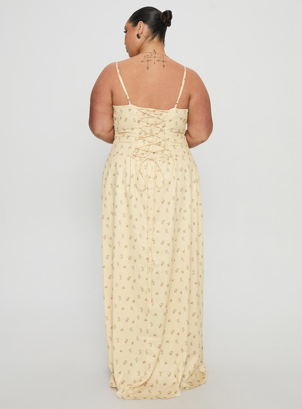 Women's Members Only Maxi Dress Yellow Floral Curve — Dress