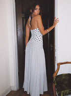 Women's Marguerite Halter Maxi Dress White Polka Petite — Dress