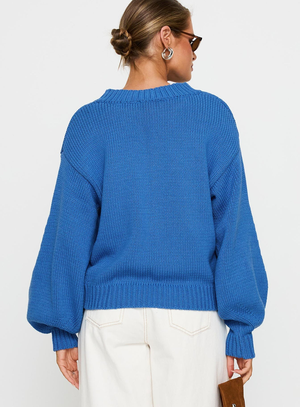 Women's Harmony Balloon Sleeve Knit Sweater Blue