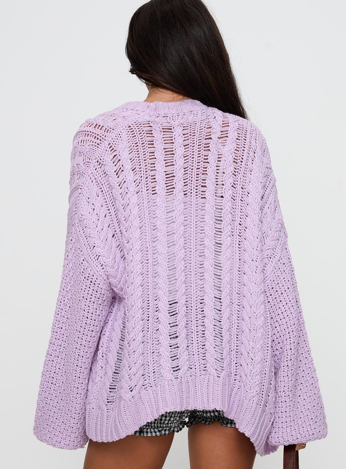 Women's Abner Cable Cardigan Lilac — Sweater