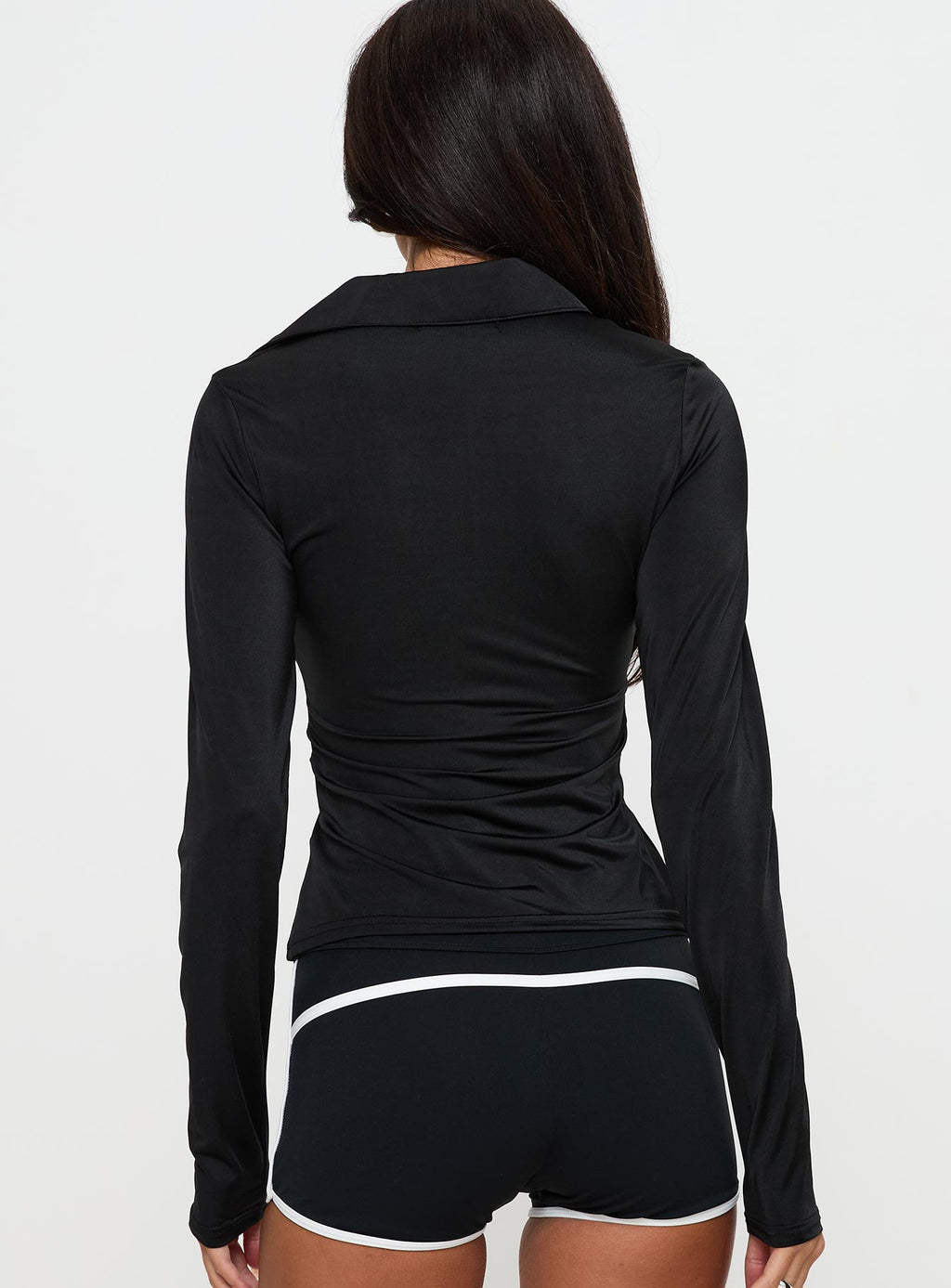 Women's Celosiah Zip Up Collared Top Black