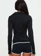 Women's Celosiah Zip Up Collared Top Black