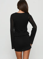 Women's Charming Long Sleeve Mini Dress Black — Dress