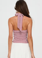 Women's Isolda Halter Top Red Check