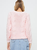 Women's Ellison Cable Knit Sweater Blush Pink