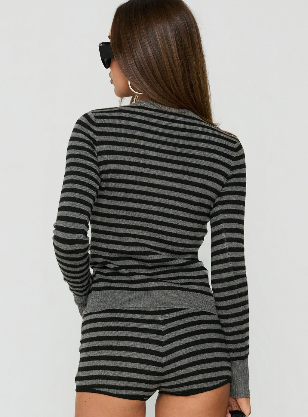 Women's Lauraine Cardigan Grey / Black Stripe — Sweater