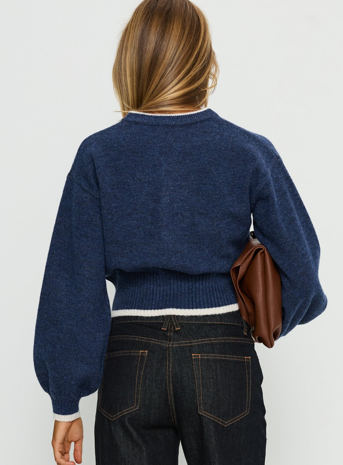 Women's Amandi Zip Through Knit Jumper Navy / Cream — Sweater