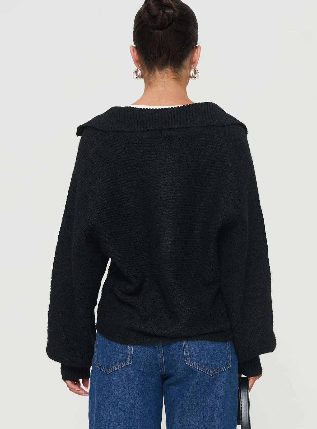 Women's Bella Notched Neck Sweater Black