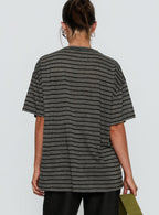 Women's Zaydee Oversized Tee Grey / Black Stripe