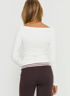 Women's Keslie Long Sleeve Henley Top White