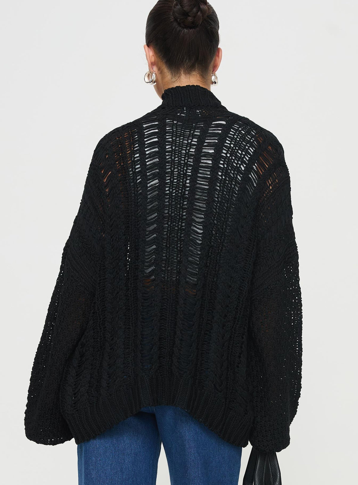 Women's Abner Cable Cardigan Black — Sweater