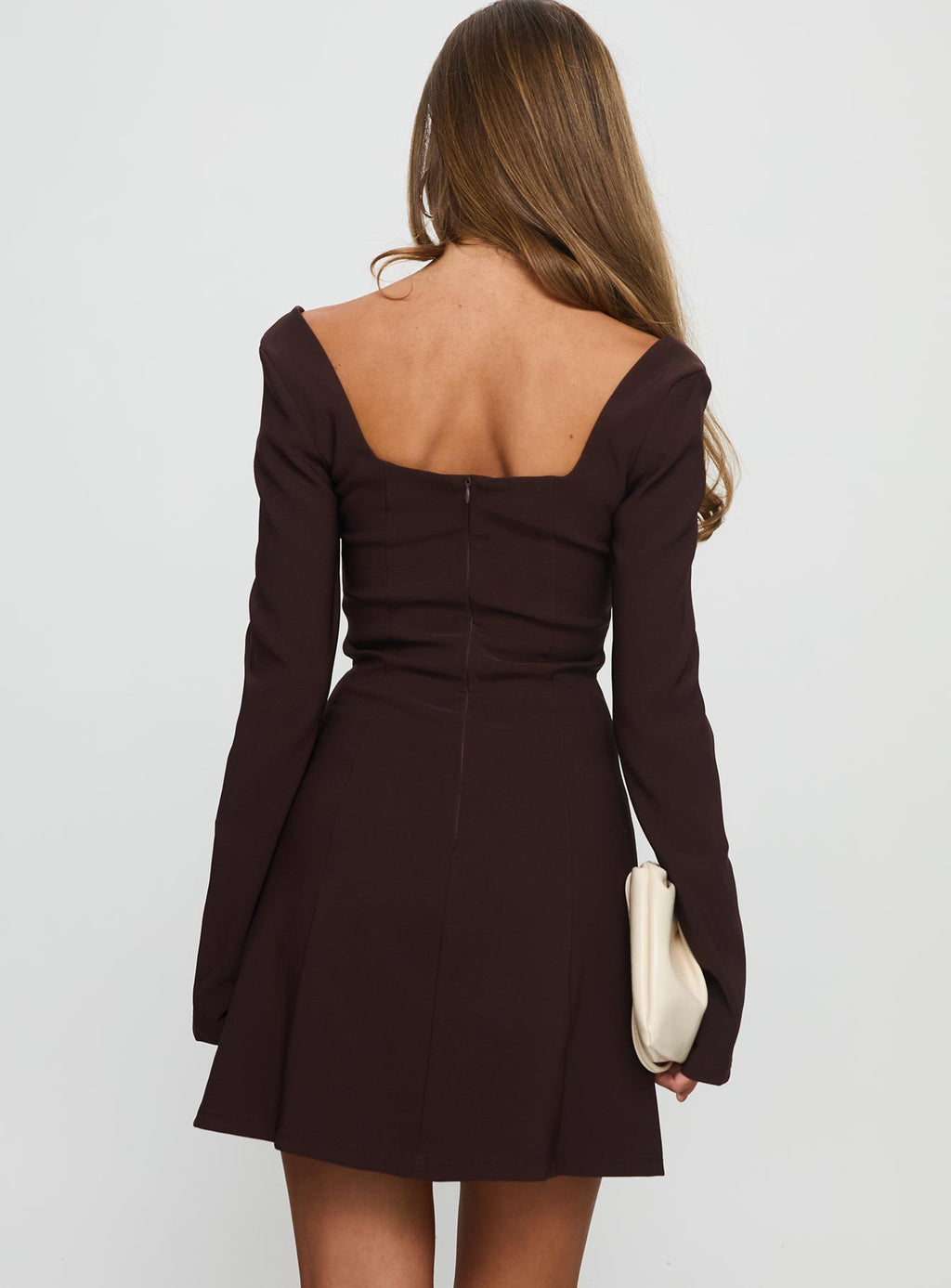 Women's Avonlea Long Sleeve Mini Dress Brown — Dress
