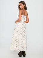 Women's Pearle Shirred Maxi Dress White Floral — Dress