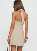 Women's Florelli Halter Mini Dress Oat — Dress