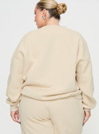 Women's Crew Neck Sweatshirt Block / Cursive Text Stone Curve — Sweater